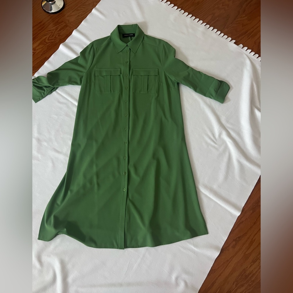 Chic Long Sleeve Green Shirt Dress